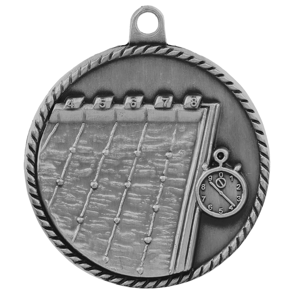 Swimming High Relief Medal-Silver, product photo