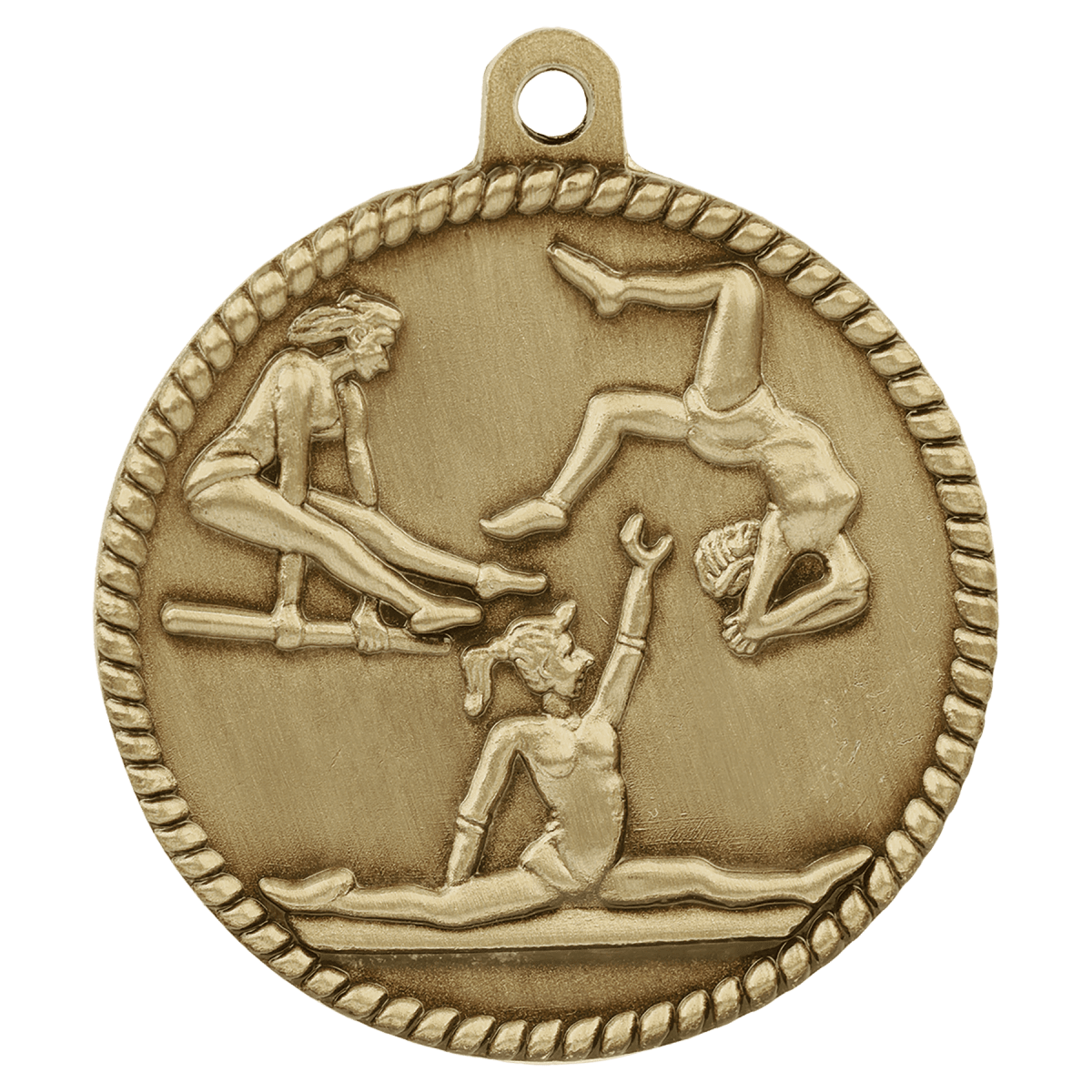Female Gymnastics High Relief Medal-Gold, product photo