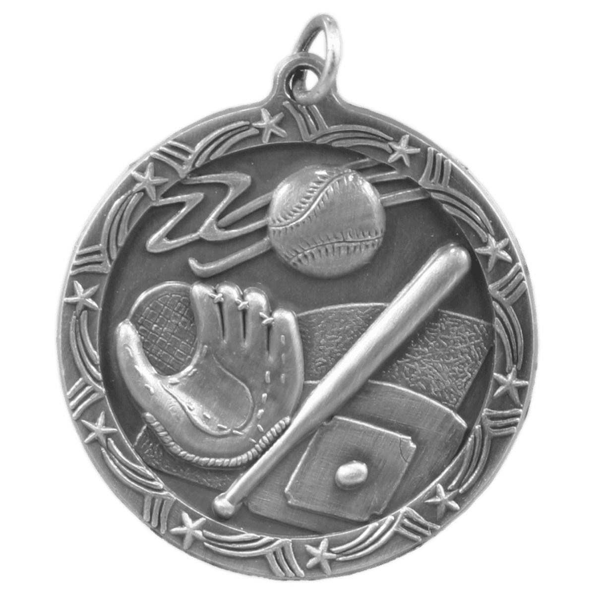 Baseball/Softball Shooting Star Medal-Silver, product photo