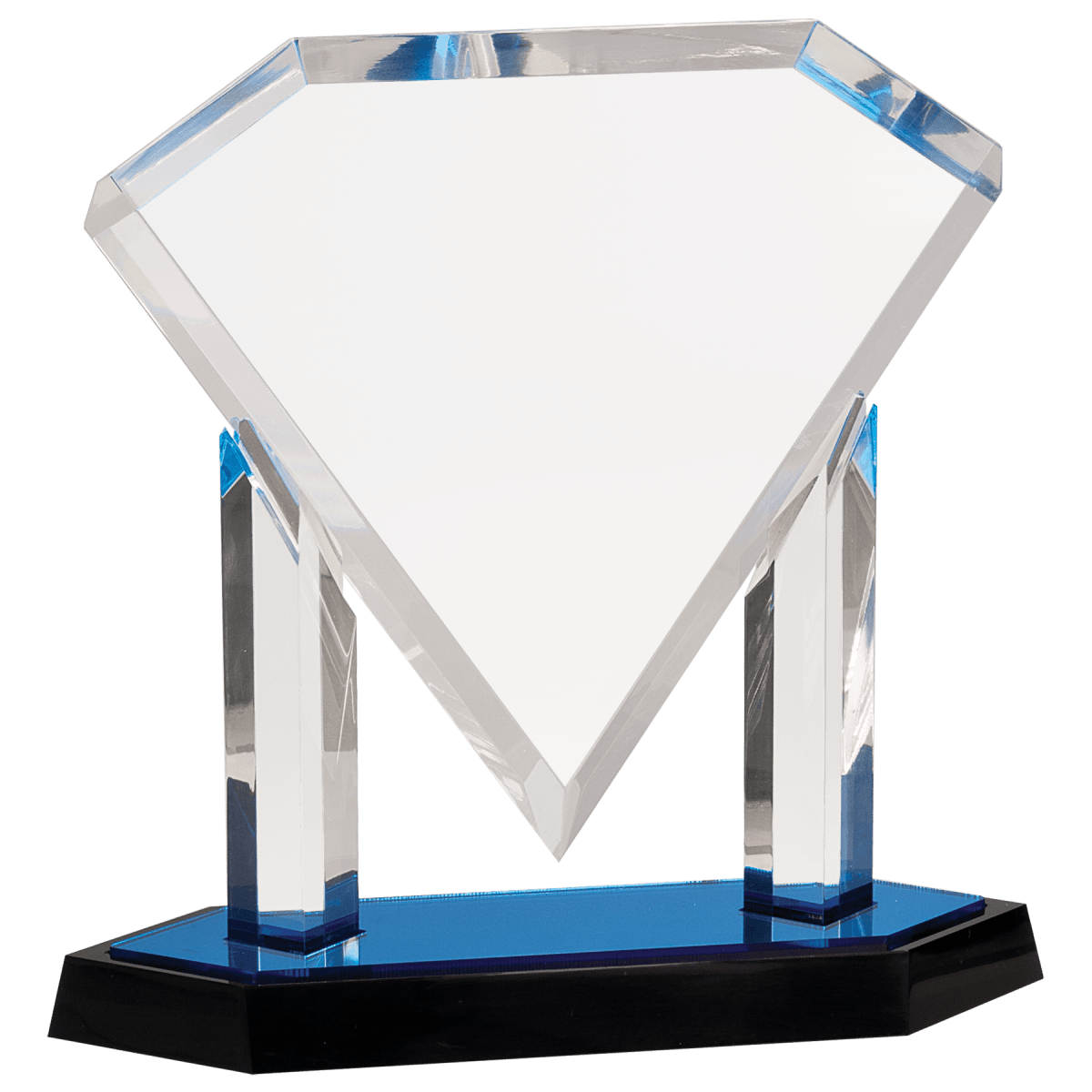 Medium Blue Acrylic Floating Diamond, product photo