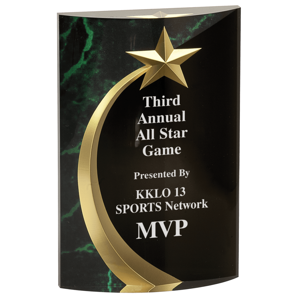Medium Green Marble Rounded Shooting Star Acrylic, product photo