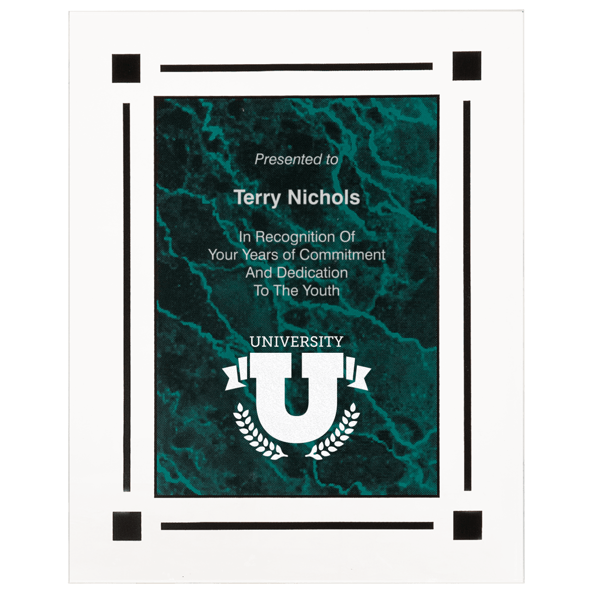 Large Green Marble Clear Plaque, product photo