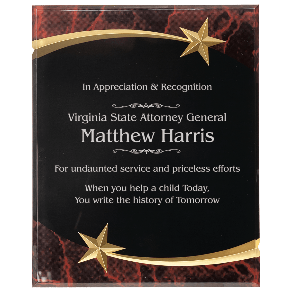Small Red Marble Shooting Star Acrylic Plaque, product photo