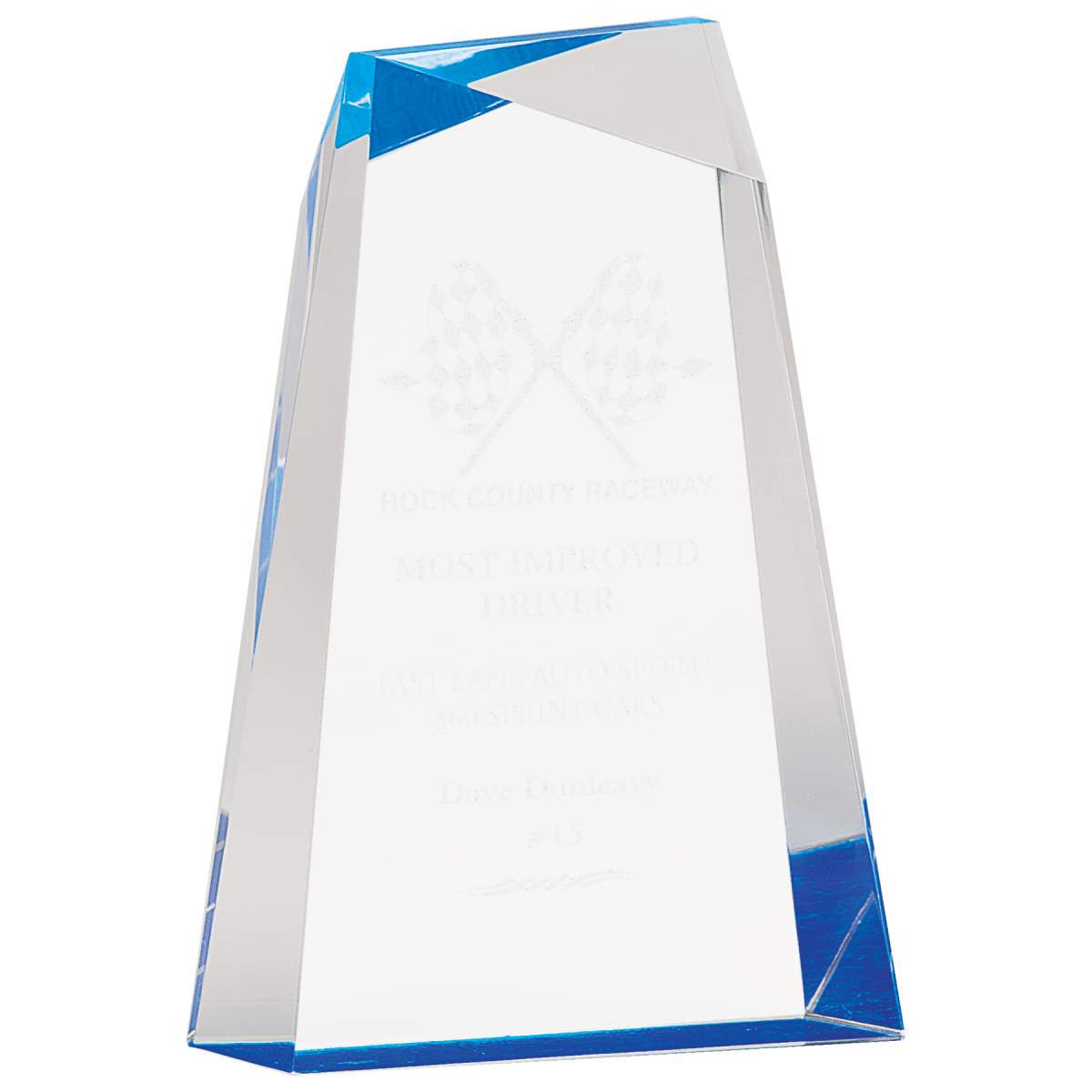 Medium Blue Facet Wedge Acrylic, product photo