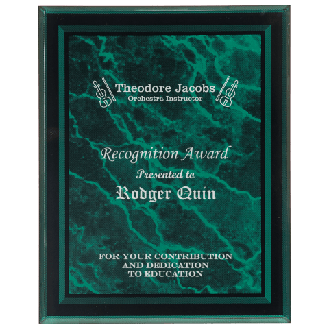 Small Green Marble Border Clear Plaque