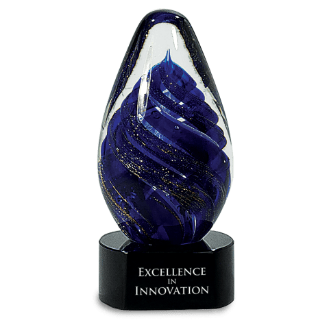 Blue Tear Drop Art Glass
