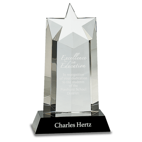 Crystal Star Column on Black Pedestal Base