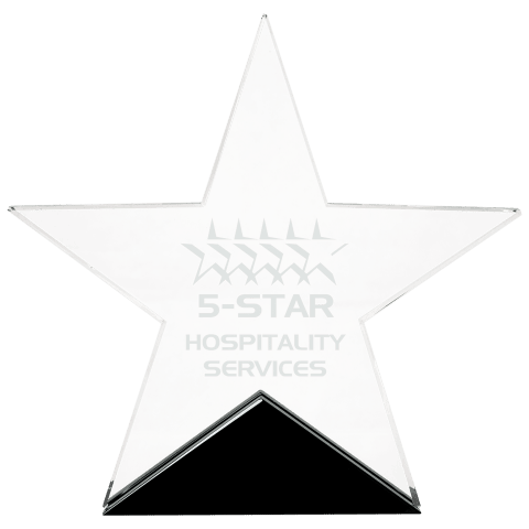 Medium Clear Glass Star on Black Base