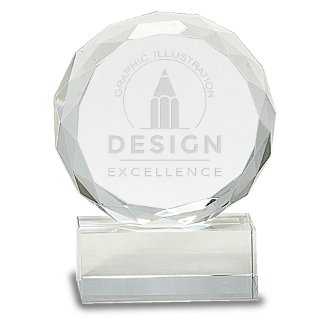 Round Facet Crystal on Clear Pedestal Base