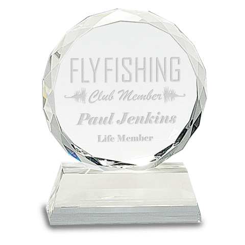 Round Facet Crystal on Clear Pedestal Base
