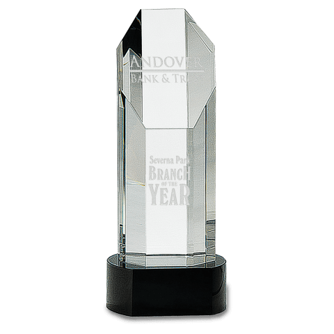 Small Octagon Slant-Top Crystal on Black Pedestal Base