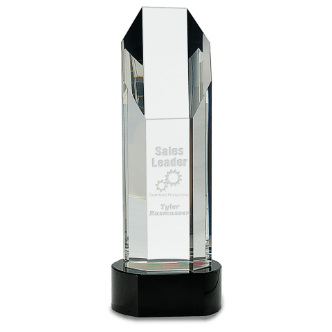 Large Octagon Slant-Top Crystal on Black Pedestal Base