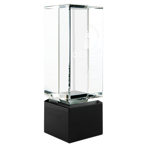Clear Crystal Block on Black Crystal Base