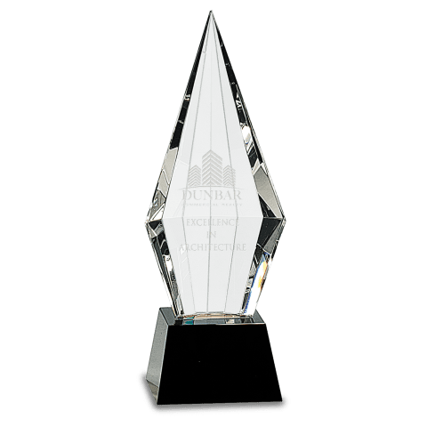 Obelisk Facet Crystal on Black Pedestal Base