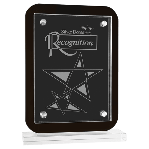 Large Black Floating Glass Standup Plaque