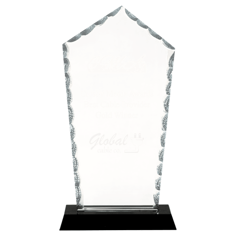 Large Diamond Facet Glass on Black Base