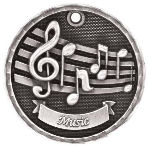 Music 3-D Medal-Silver