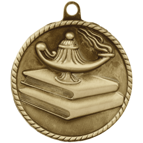 Lamp of Knowledge High Relief Medal-Gold