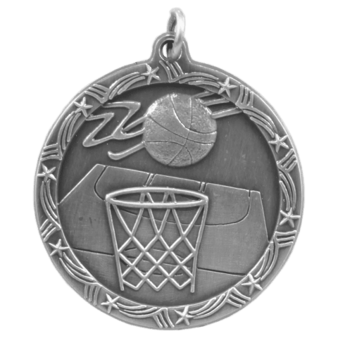 Basketball Shooting Star Medal-Silver