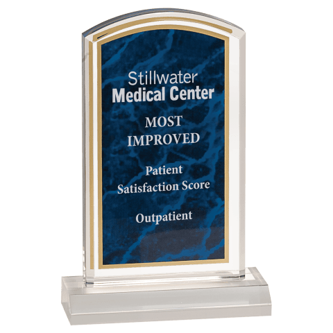 Large Blue Marbleized Acrylic Award