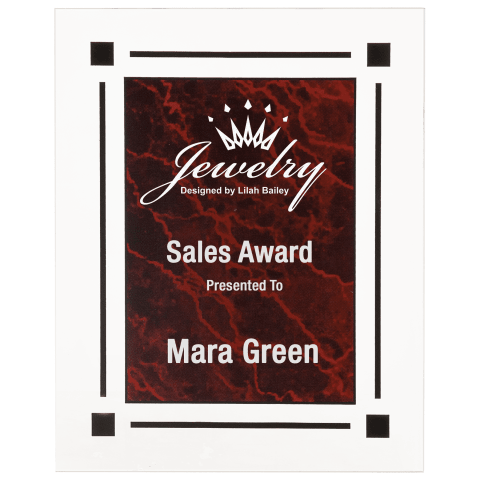Small Red Marble Clear Plaque