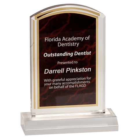 Small Red Marbleized Acrylic Award