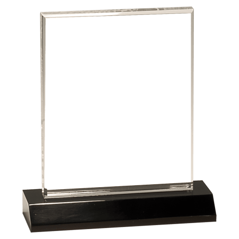 Large Clear Acrylic Rectangle with Black Acrylic Base