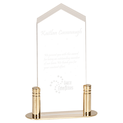 Small Clear Frosted Arrow Acrylic with Brass Base