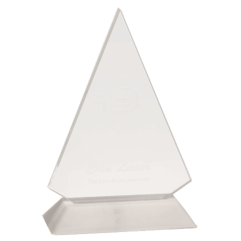 Small Clear Triangle Acrylic with White Base