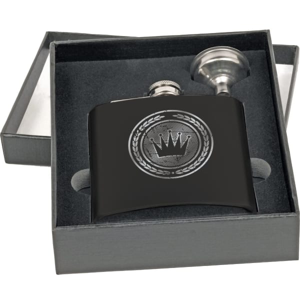 6 oz. Matte Black Stainless Steel Flask Set with Funnel