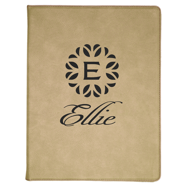 Light Brown Leatherette Portfolio with Notepad