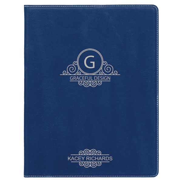 Blue/Silver Leatherette Small Portfolio with Notepad