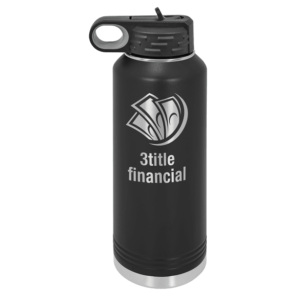 Black 40 oz. Powder Coated Water Bottle