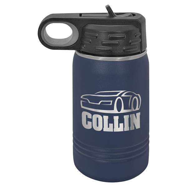 Navy Blue 12 oz. Powder Coated Water Bottle