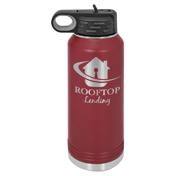 Maroon 32 oz. Powder Coated Water Bottle