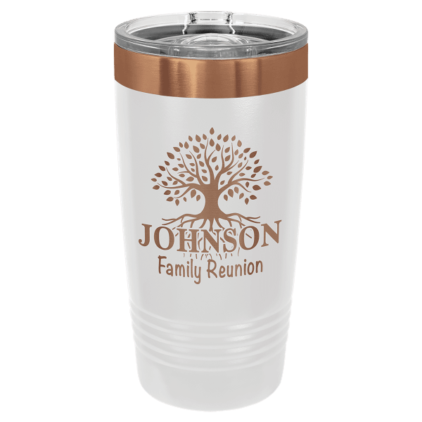 20 oz. White/Rose Gold ION-Plated Ringneck Tumbler with Slider Lid