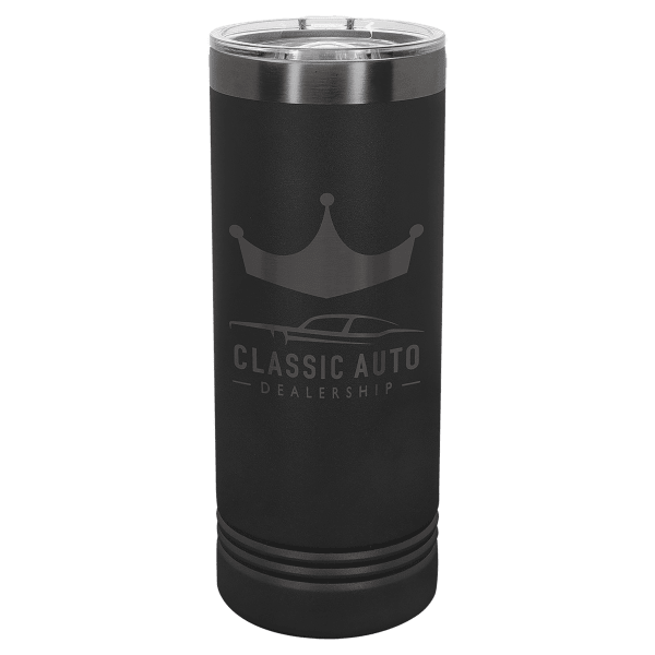 22 oz. Black/Ghost Black ION-Plated Skinny Tumbler with Slider Lid