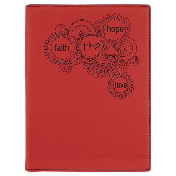 Red Leatherette Small Portfolio with Notepad