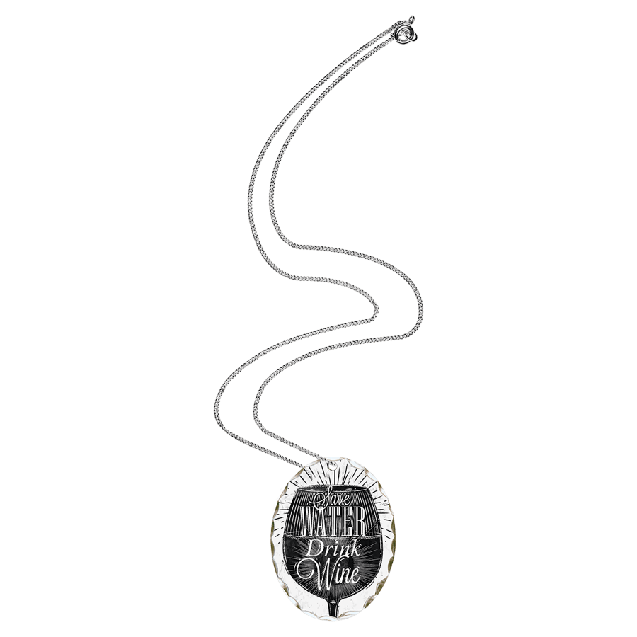 1-Sided Gloss Aluminum Oval Charm Necklace