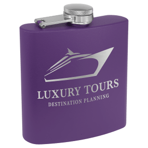 Purple 6 oz. Powder Coated Stainless Steel Flask