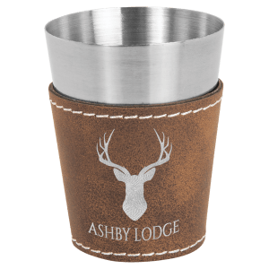 Rustic/Silver 2 oz. Leatherette Wrapped Stainless Steel Shot Glass