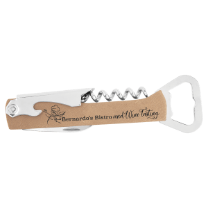 Light Brown Leatherette Wine Bottle Opener