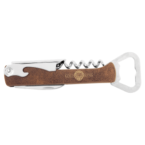 Rustic/Gold Leatherette Wine Bottle Opener