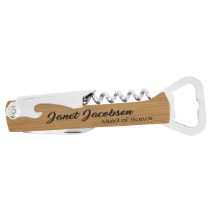 Bamboo Leatherette Wine Bottle Opener