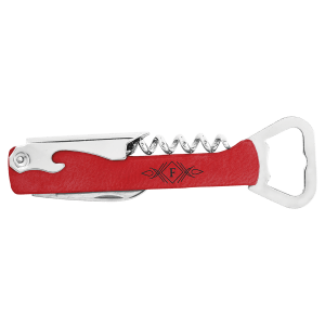 Red Leatherette Wine Bottle Opener