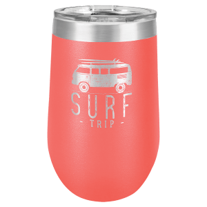 Coral 16 oz. Polar Camel Stemless Tumbler with Clear Lid