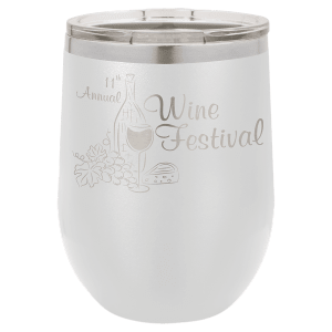 White 12 oz. Polar Camel Stemless Wine Tumbler with Clear Lid