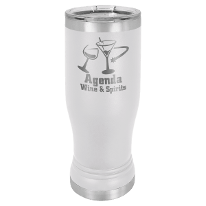 White 14 oz. Polar Camel Pilsner Tumbler with Clear Lid