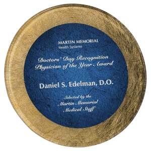 Gold & Blue Round Acrylic Art Plaque