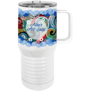 White Full Color Polar Camel 20 oz. Travel Mug with Clear Slider Lid